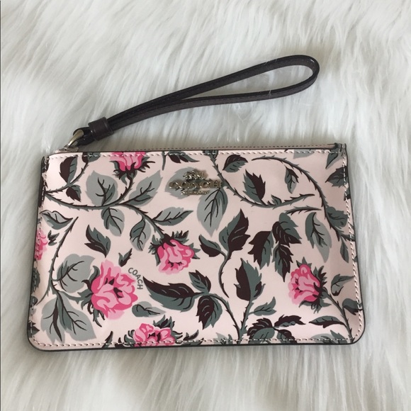 Coach Handbags - COACH Floral Patent Leather Wristlet